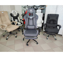 Кресло игровое 305F с подножкой серый